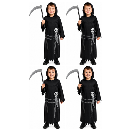 4x Kids Grim Reaper Group Costume Bulk Pack - Childrens Scary Halloween Outfit