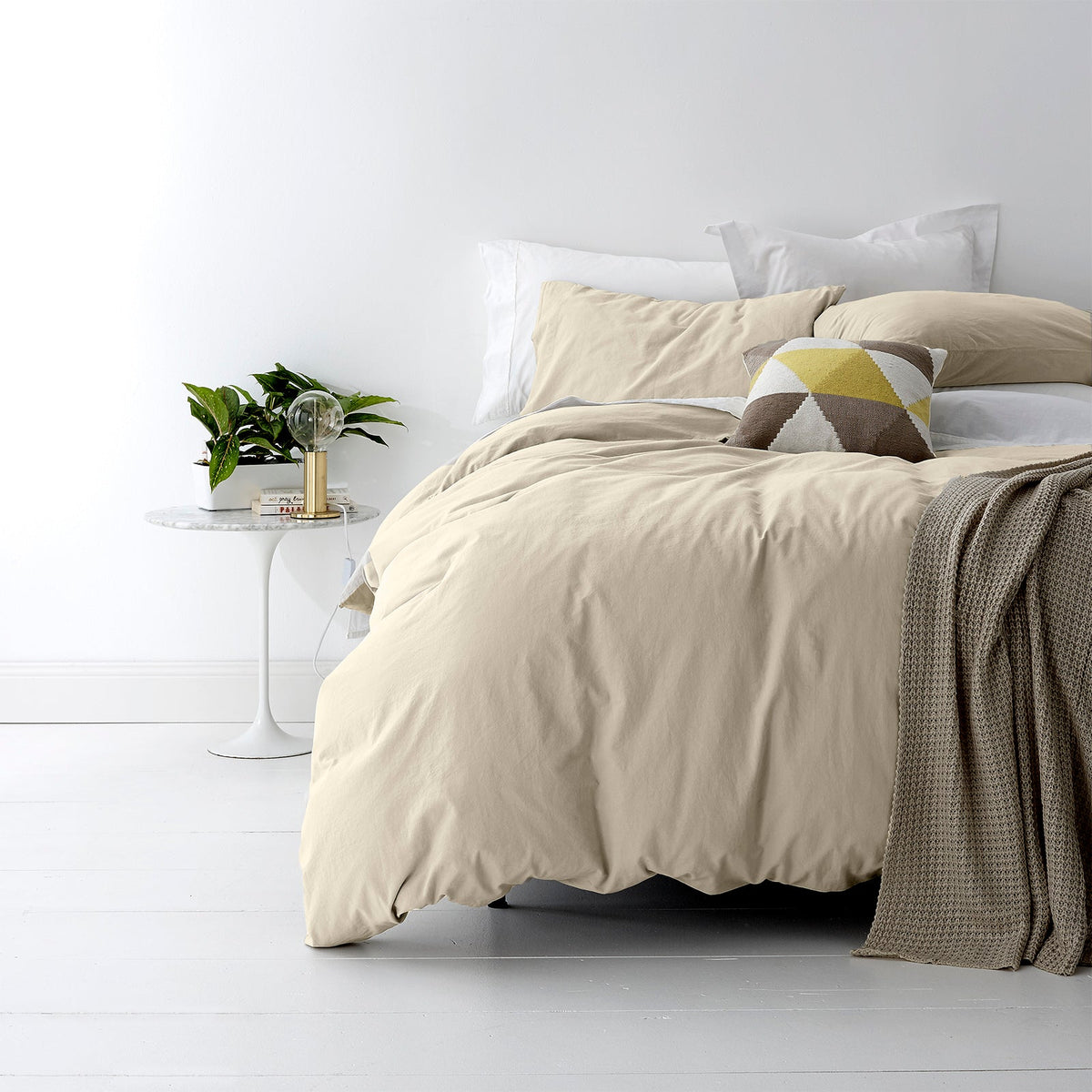 Park Avenue European Vintage Washed Cotton Quilt Cover Set - Stone