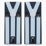 2x Mens Suspenders Braces Adjustable Strong Clip On Elastic Formal Wedding Slim - White