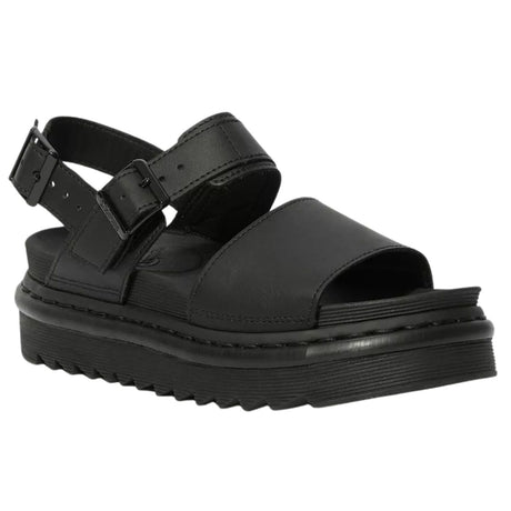 Dr. Martens Voss Women's Hydro Leather Adjustable Strap Platform Sandals in Mono Black