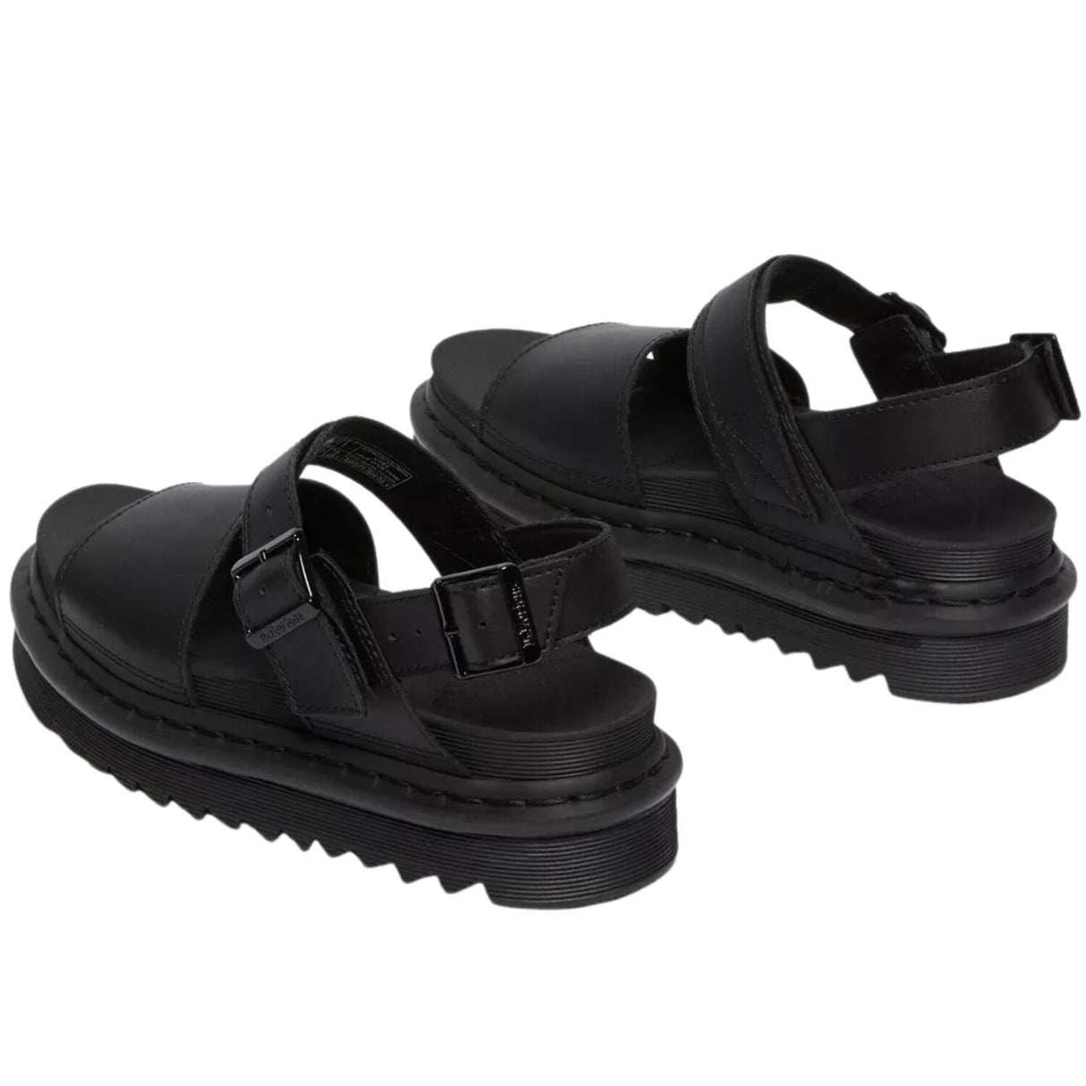 Dr. Martens Voss Women's Hydro Leather Adjustable Strap Platform Sandals in Mono Black