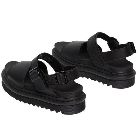 Dr. Martens Voss Women's Hydro Leather Adjustable Strap Platform Sandals in Mono Black
