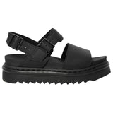 Dr. Martens Voss Women's Hydro Leather Adjustable Strap Platform Sandals in Mono Black