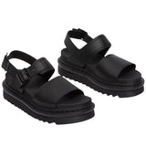Dr. Martens Voss Women's Hydro Leather Adjustable Strap Platform Sandals in Mono Black