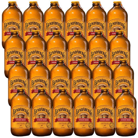 24x Bundaberg 375ml Ginger Beer Glass Bottle Bulk Pack - Brewed Soft Drink (1 Box)