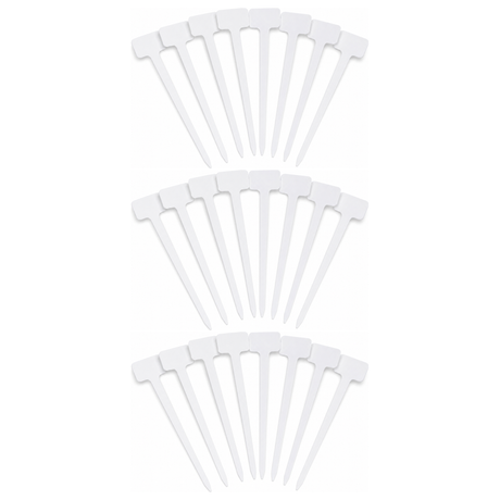 30x Garden Tee Plant Labels Pack - White (Seedling/Seed Markers)
