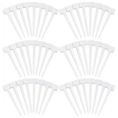 60x Garden Tee Plant Labels Bulk Pack - White (Seedling/Seed Markers)