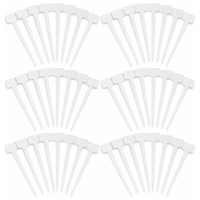 60x Garden Tee Plant Labels Bulk Pack - White (Seedling/Seed Markers)
