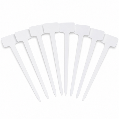 10x Garden Tee Plant Labels - White (Seedling/Seed Markers)