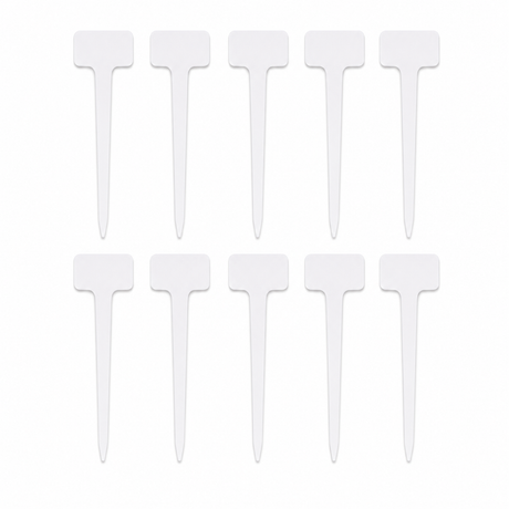 10x Garden Tee Plant Labels - White (Seedling/Seed Markers)