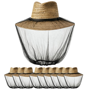10x Mosquito Hat Net Head Protector Bee Bug Mesh Insect Mozzie Fishing Fly BULK