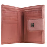 Pierre Cardin Woven Leather Long Wallet - Blush Pink (Snap Closure & RFID Protection)