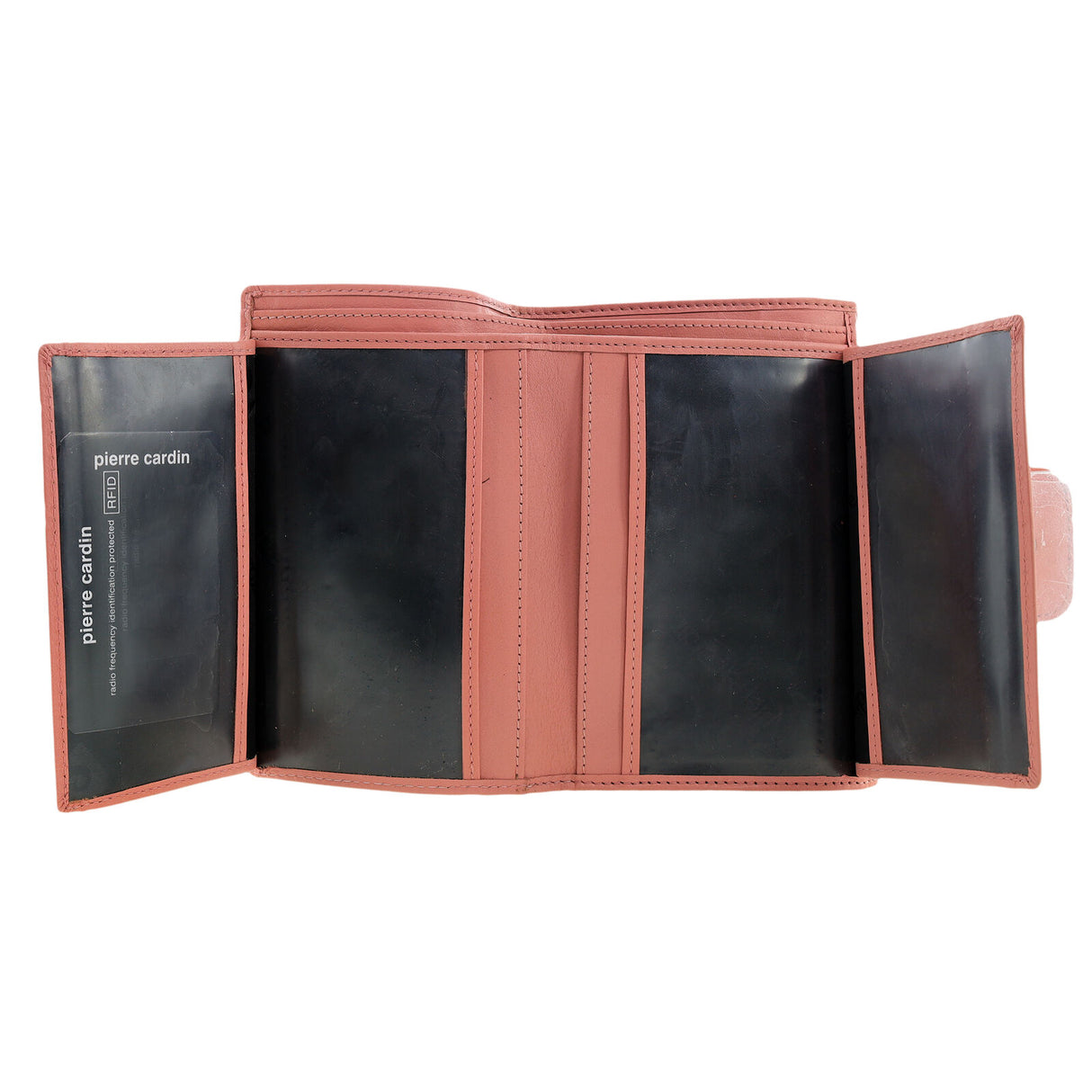 Pierre Cardin Woven Leather Long Wallet - Blush Pink (Snap Closure & RFID Protection)