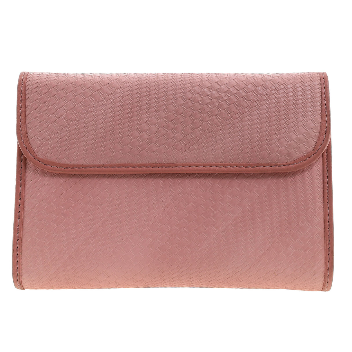 Pierre Cardin Woven Leather Long Wallet - Blush Pink (Snap Closure & RFID Protection)