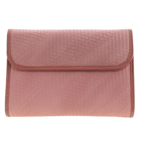 Pierre Cardin Woven Leather Long Wallet - Blush Pink (Snap Closure & RFID Protection)