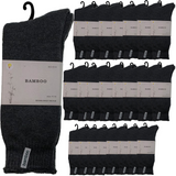 24 Pairs Premium Bamboo Thick Socks Bulk Pack - Charcoal Grey (Mens Heavy Duty Work Socks w/ Cushion)