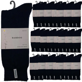 24 Pairs Premium Bamboo Thick Socks Bulk Pack - Navy Blue (Mens Heavy Duty Work Socks w/ Cushion)