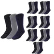 24 Pairs Bamboo Work Socks Bulk Pack - Assorted Colours (Mens Heavy Duty Thick Socks w/ Cushion)