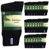 24 Pairs Bamboo Work Socks Bulk Pack - Black (Mens Heavy Duty Thick Socks w/ Cushion)