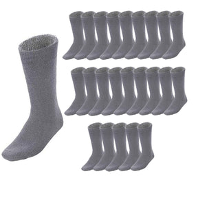 24 Pairs Bamboo Work Socks Bulk Pack - Charcoal Grey (Mens Heavy Duty Thick Socks w/ Cushion)