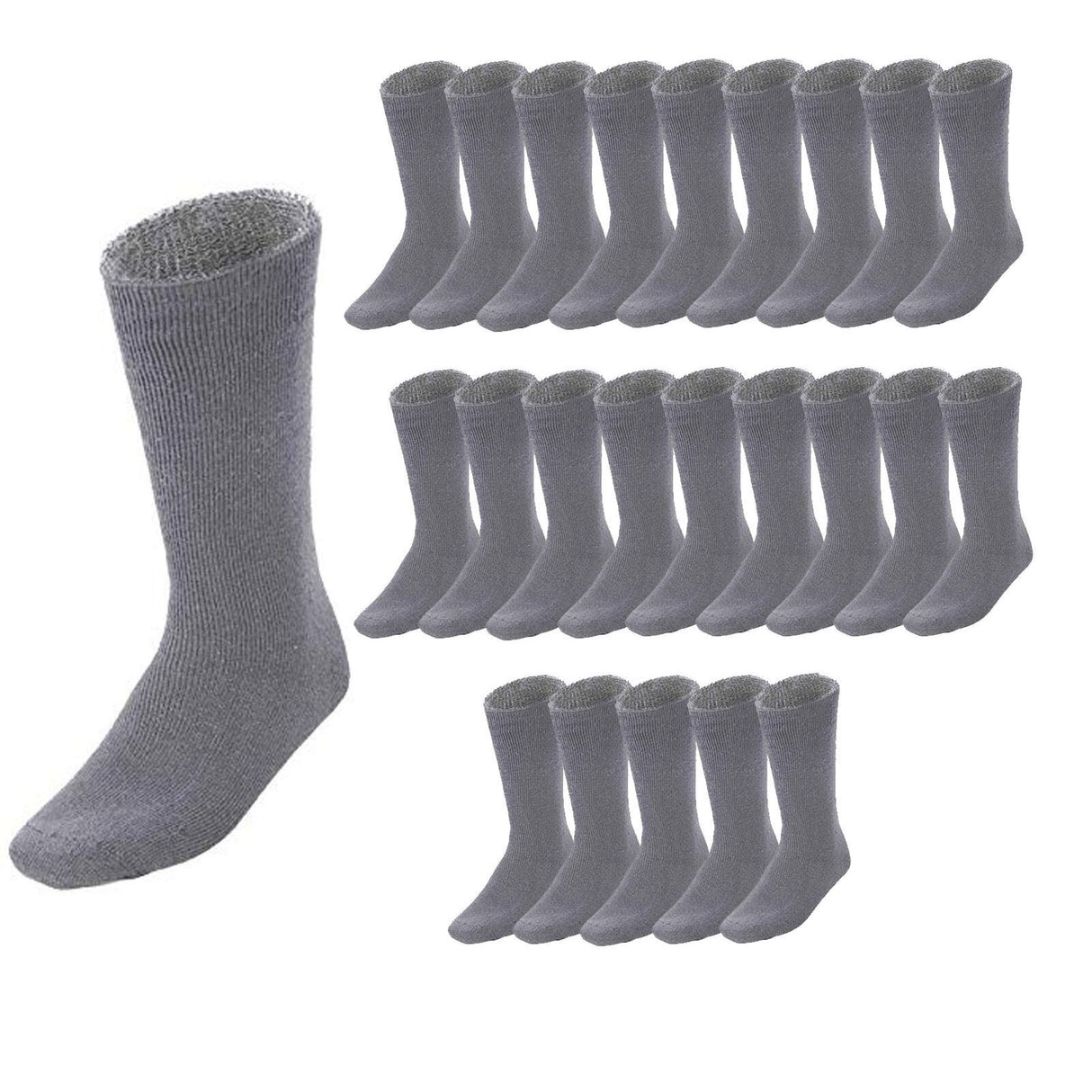 24 Pairs Bamboo Work Socks Bulk Pack - Charcoal Grey (Mens Heavy Duty Thick Socks w/ Cushion)