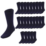 24 Pairs Bamboo Work Socks Bulk Pack - Navy Blue (Mens Heavy Duty Thick Socks w/ Cushion)