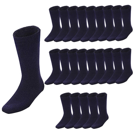 24 Pairs Bamboo Work Socks Bulk Pack - Navy Blue (Mens Heavy Duty Thick Socks w/ Cushion)