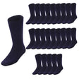 24 Pairs Bamboo Work Socks Bulk Pack - Navy Blue (Mens Heavy Duty Thick Socks w/ Cushion)