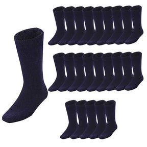 24 Pairs Bamboo Work Socks Bulk Pack - Navy Blue (Mens Heavy Duty Thick Socks w/ Cushion)