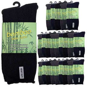 24 Pairs Premium Bamboo Socks Bulk Pack - Mens Heavy Duty Thick Work Socks w/ Cushion - Assorted Colour Pack