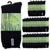 24 Pairs Premium Bamboo Works Socks Bulk Pack - Black (Mens Heavy Duty Thick Socks w/ Cushion & Anti-Odour)