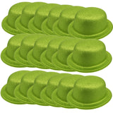 24x GLITTER BOWLER HAT Fancy Party Plastic Costume Cap Fun Dress Up Sparkle BULK - Lime Green