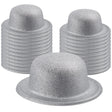 24x White/Silver Glitter Bowler Hat Bulk Pack - Sparkly Costume Hats for Dance/Fancy Dress Party