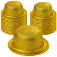 24x Yellow/Gold Glitter Bowler Hat Bulk Pack - Sparkly Costume Hats for Dance/Fancy Dress Party