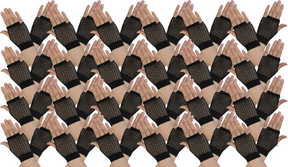 24 Pairs Black Fishnet Gloves Bulk - Fingerless Wrist Length (70s & 80s Costume/Party)