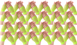 24 Pairs Yellow Fishnet Gloves Bulk Pack - Fingerless Wrist Length (70s & 80s Costume/Party)