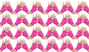24 Pairs Hot Pink Fishnet Gloves Bulk Pack - Fingerless Wrist Length (70s & 80s Costume/Party)