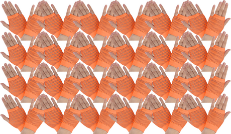 24 Pair Fishnet Gloves Fingerless Wrist Length 70s 80s Costume Party - Orange