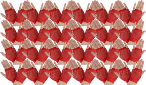 24 Pairs Red Fishnet Gloves Bulk - Fingerless Wrist Length (70s & 80s Costume/Party)