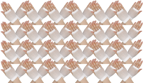 24 Pair Fishnet Gloves Fingerless Wrist Length 70s 80s Costume Party - White