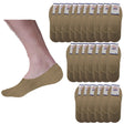 24x NO SHOW COTTON SOCKS Non Slip Heel Grip Low Cut Invisible Footlet Seamless - Beige - 6-11