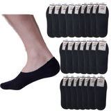 24 Pairs No Show Cotton Socks Bulk Pack - Black (Non Slip Low Cut Invisible Footlet Socks)