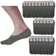 24x NO SHOW COTTON SOCKS Non Slip Heel Grip Low Cut Invisible Footlet Seamless - Grey - 2-8