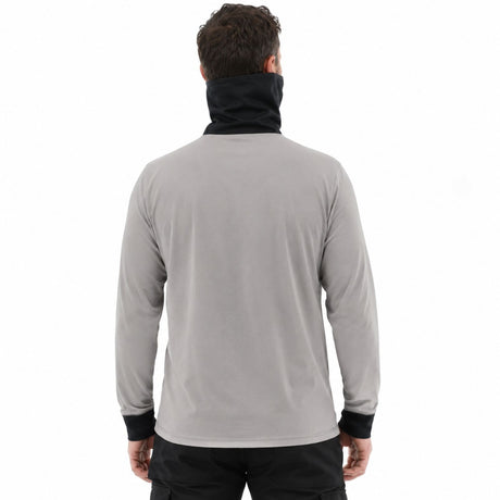 Caterpillar ViralOff Mens Long Sleeve Gaiter T-Shirt w/ Face Covering - Drizzle Grey