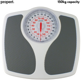 Propert 150kg Mechanical Bathroom Scales Speedometer Analogue - White/Grey