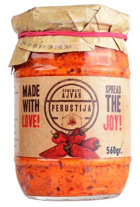 560g Perustija Mild Ajvar Spread (Roasted Red Pepper Relish)