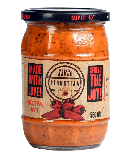 560g Perustija Extra Hot Ajvar Spread (Roasted Red Pepper Relish)