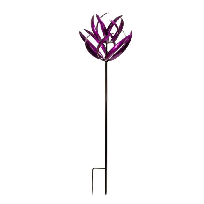 Garden 210cm Metal East Meets West Windmill Wind Spinner Outdoor Decor - Fuchsia