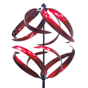 Garden 205cm Metal East Meets West Windmill Wind Spinner Outdoor Decor - Ruby Red