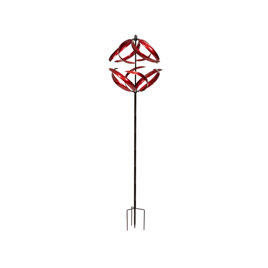 Garden 205cm Metal East Meets West Windmill Wind Spinner Outdoor Decor - Ruby Red